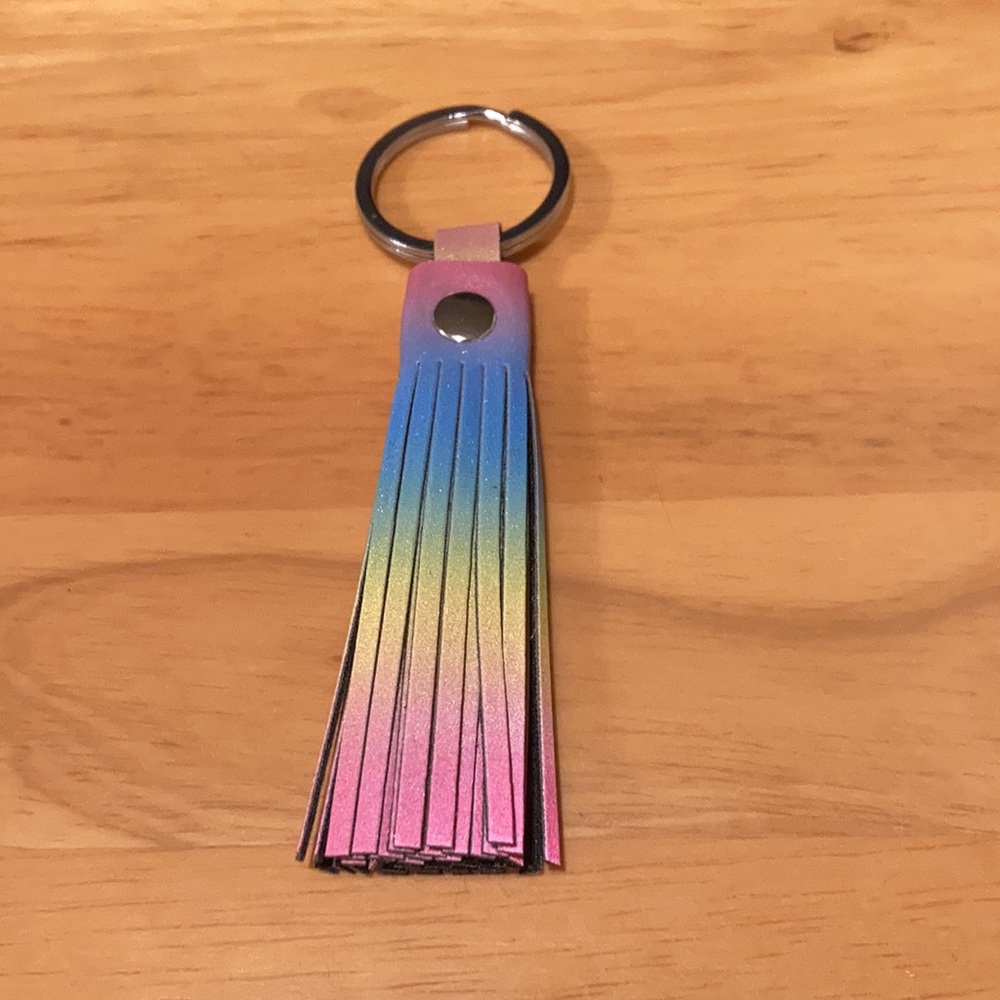 Rainbow reflective visibility tassel keychain